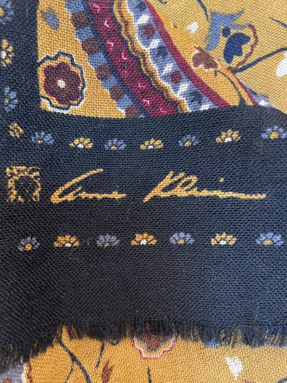 Anne Klein Paisley Square Scarf – Mustard Yellow, Burgundy & Black - Picture 8 of 8